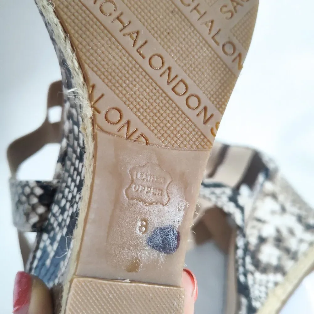 Sacha‎ London Strappy Espadrille Platform Wedge Sandals Leather Snakeskin Size 8 - Picture 10 of 10